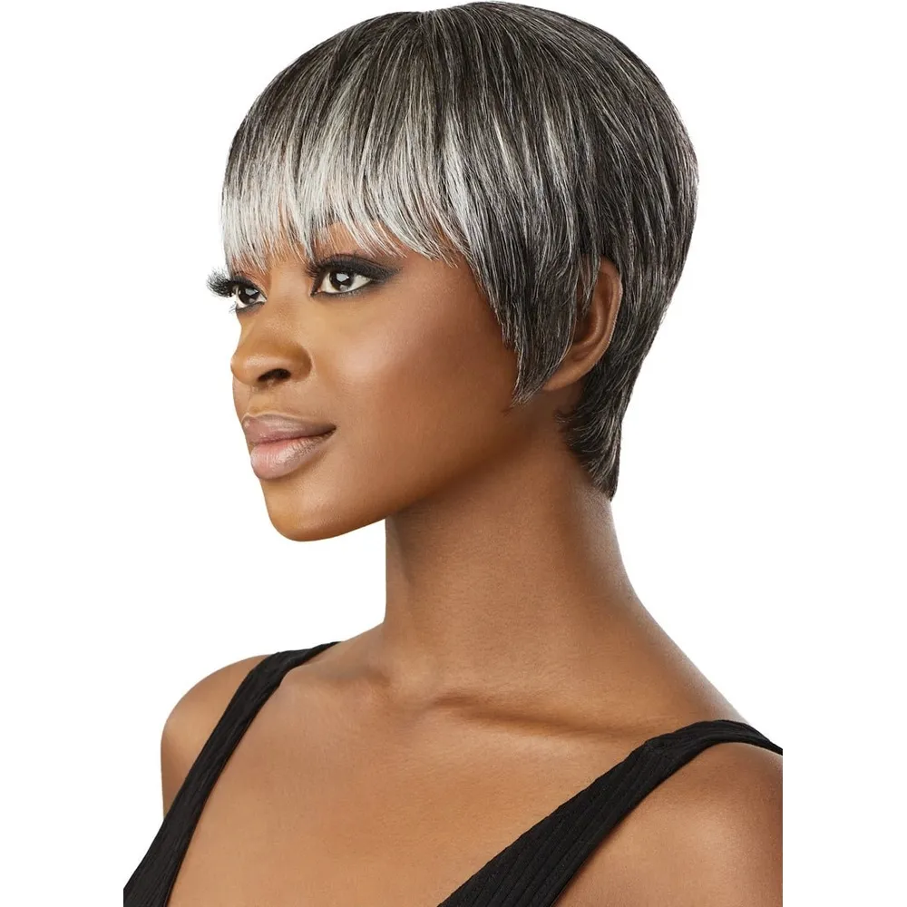 Outre Fab & Fly Cull Cap Wig Gray Glamour Human Hair Full Wig - Zaida - Image 4