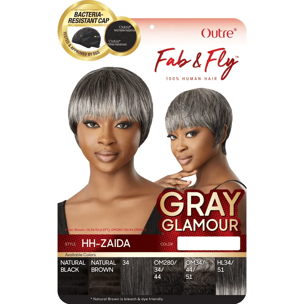 Outre Fab & Fly Cull Cap Wig Gray Glamour Human Hair Full Wig - Zaida - Image 6