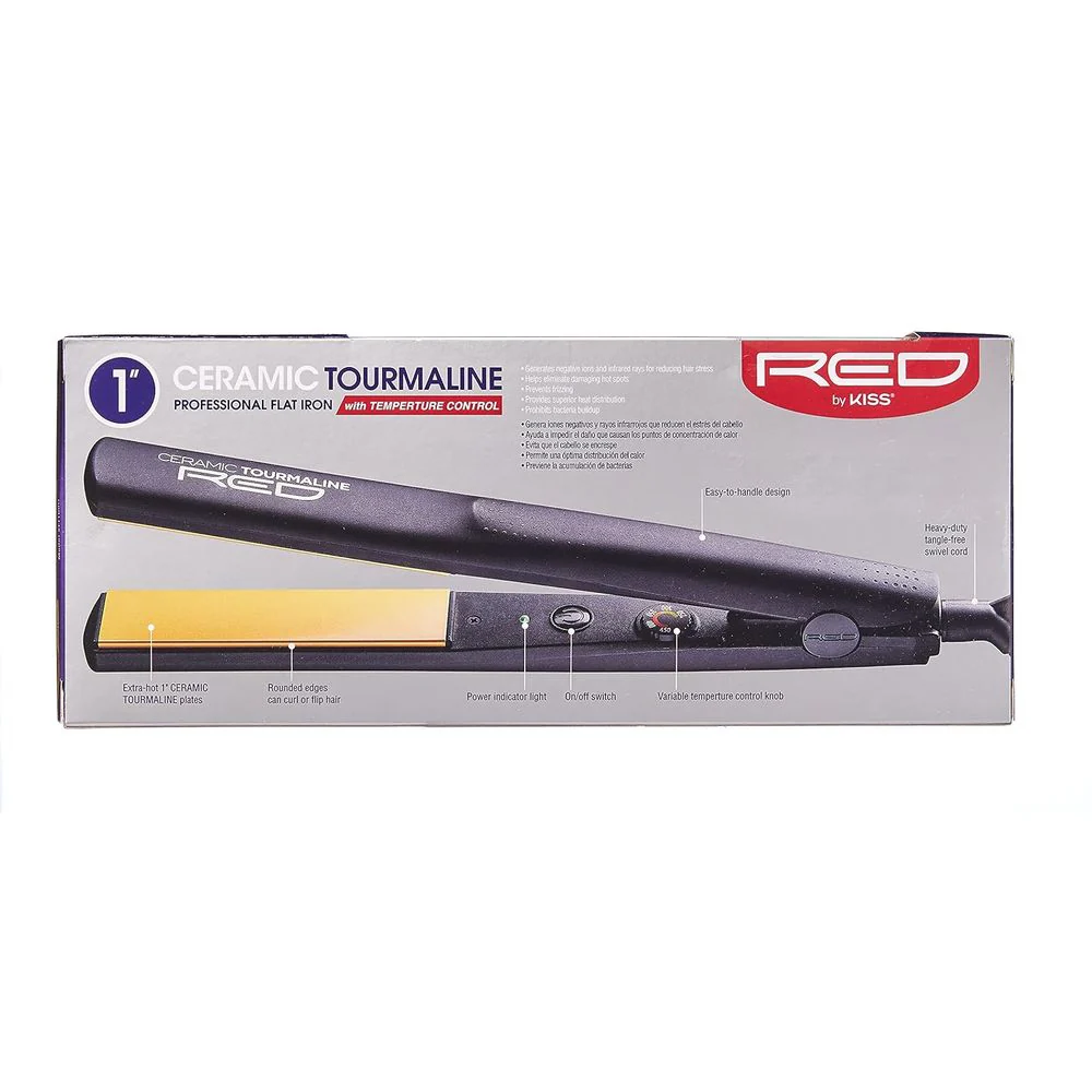 Red by Kiss 1" Ceramic Tourmaline Flat Iron - Image 3